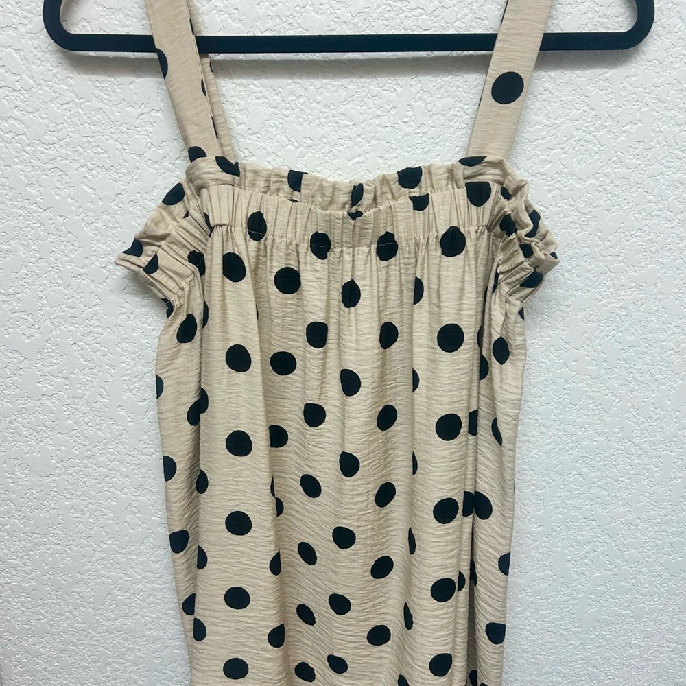 Hatch Black Polka Dot Beige Sleeveless Blouse